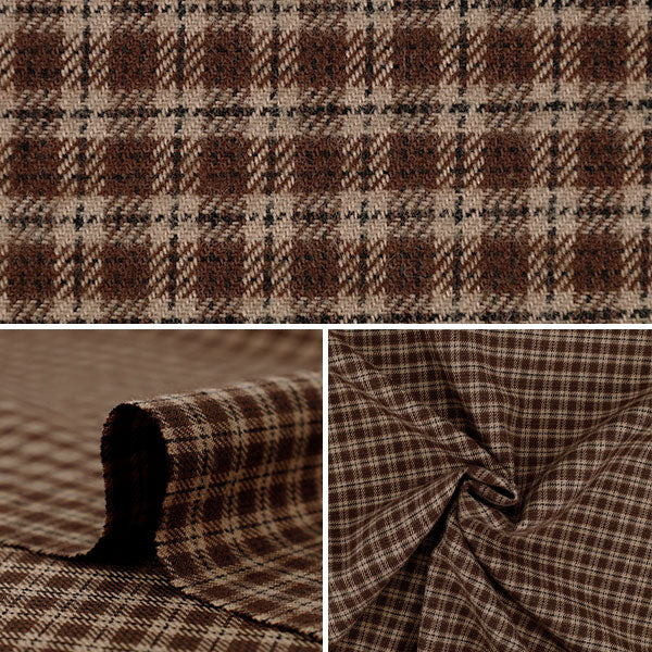 【数量5から】 生地 『しなやか起毛チェック ブラウン TRC25-K13』 【ユザワヤオリジナル】
