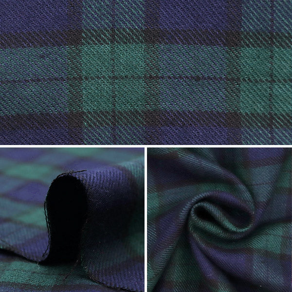 【数量5から】 生地 『ウールライク とろける起毛チェック ブラックウオッチ ブラック RTL-CHE-3BLW』