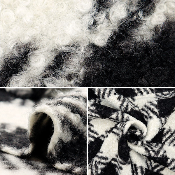 【数量5から】 生地 『カーリーウールライク ブラックギンガム CRWLLK-7BKG』