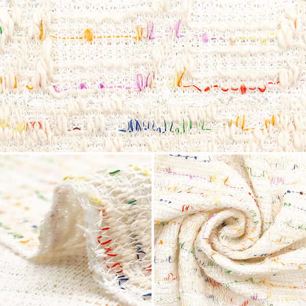 【数量5から】 生地 『ニットツイード ホワイト ZQ2312-1』 【ユザワヤオリジナル】