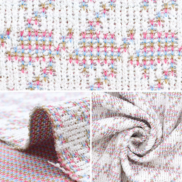 【数量5から】 生地 『ニットツイード ピンク ZQ2342-1』 【ユザワヤオリジナル】