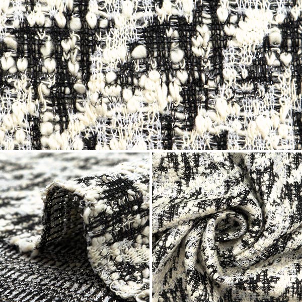 【数量5から】 生地 『ニットツイード ブラック ZQ2350-3』 【ユザワヤオリジナル】