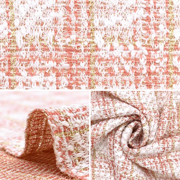 【数量5から】 生地 『ニットツイード ピンク ZQ2369-1』 【ユザワヤオリジナル】