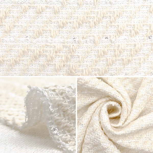 【数量5から】 生地 『ニットツイード ホワイト ZQ2410-1』 【ユザワヤオリジナル】