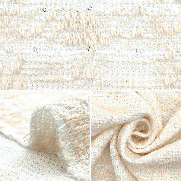 【数量5から】 生地 『ニットツイード ホワイト ZQ2416-1』 【ユザワヤオリジナル】