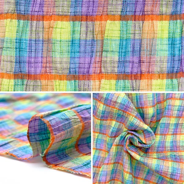 【数量5から】 生地 『先染めチェック シャーリング INCHEST-04MIX』