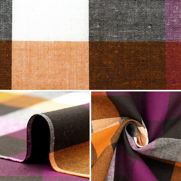 【数量5から】 生地 『インド綿先染めマドラスチェック パープル 2650112-PR』