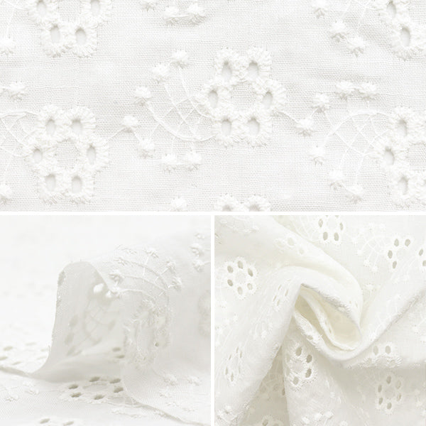 【数量5から】 生地 『綿オールオーバーレース オフホワイト RAM-LACE-22』