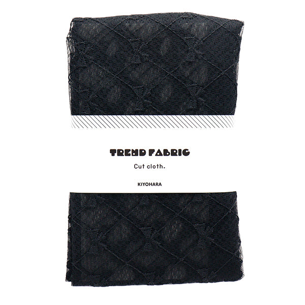 織物 《花边》絲帶 潮流面料 剪布 约127cm×50cm黑色TF-71C-BK" KIYOHARA