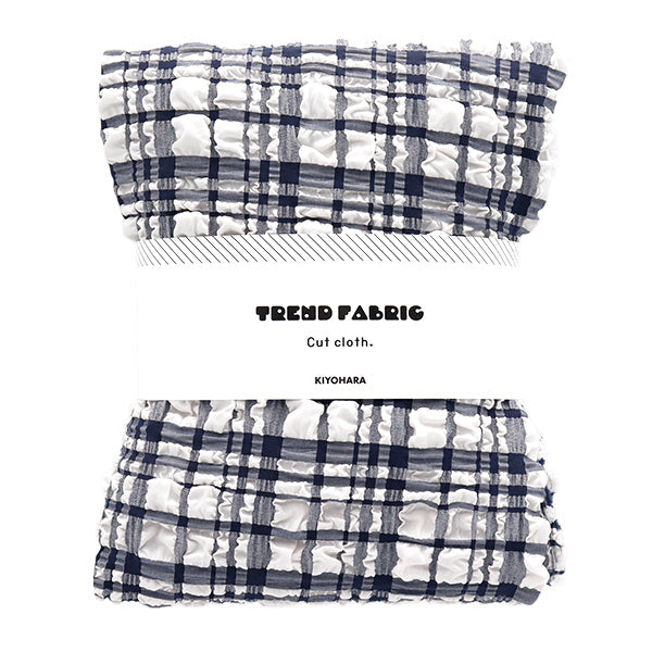 織物 “趨勢織物浮雕星棕褐色檢查 剪布 大約110cm x 50cm海軍TF-75C-NV" KIYOHARA