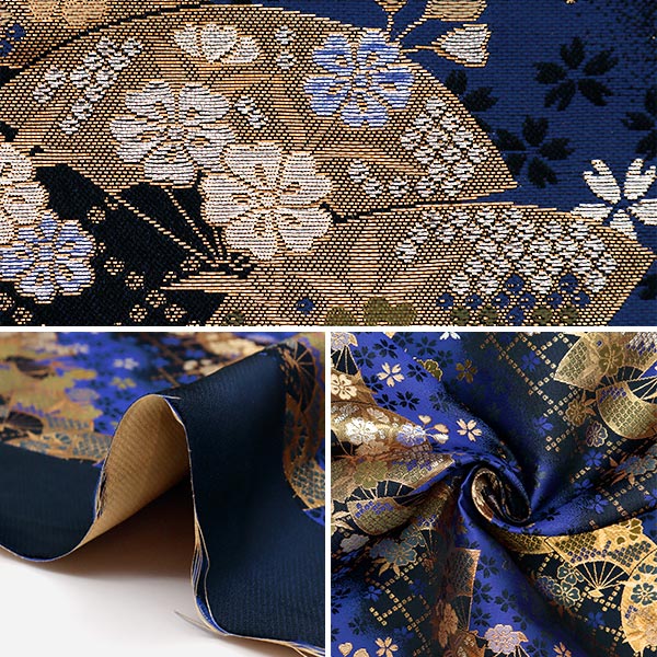 【数量5から】 生地 『金襴 洛レイ 濃藍 2-6408-T2』