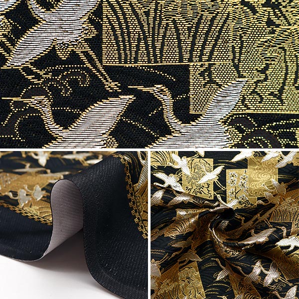 【数量5から】 生地 『金襴 洛レイ胴入金銀 黒 2-11096』