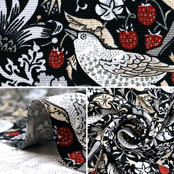 【数量5から】 生地 『MODA BEST OF MORRIS オックス ストロベリーシーフ 黒×赤 8176-55T』