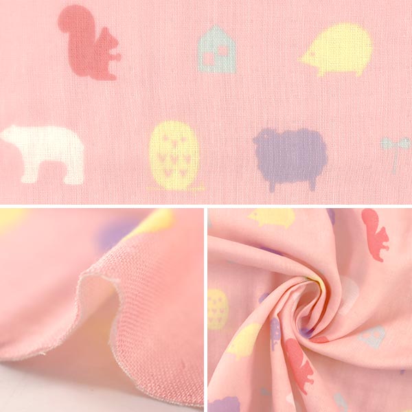 【数量5から】 生地 『kippis(キッピス) Wガーゼ(ダブルガーゼ)プリント 動物たち KPW-40A』