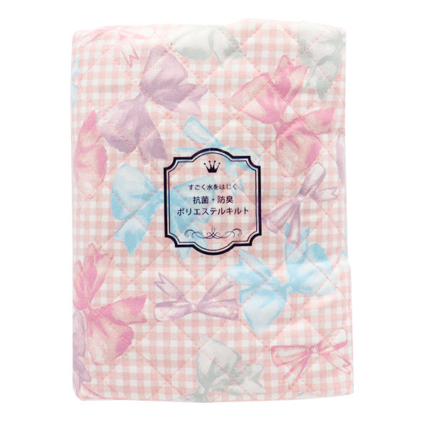 生地 『すごく水をはじく抗菌防臭超撥水ポリエステルキルト カットクロス 約128cm×80cm リボンチェック ピンク CQHP-SC-RI-PK』
