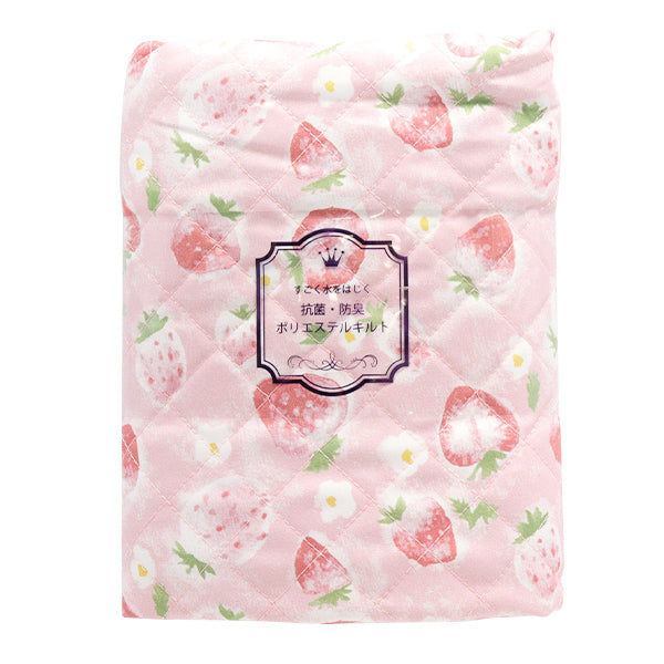 生地 『すごく水をはじく抗菌防臭超撥水ポリエステルキルト カットクロス 約128cm×80cm 水彩イチゴ ピンク CQHP-SC-SU-PK』
