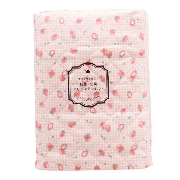 生地 『すごく水をはじく抗菌防臭超撥水ポリエステルキルト カットクロス 約128cm×80cm ストロベリーチェック ピンク CQHP-SC-ST-PK』