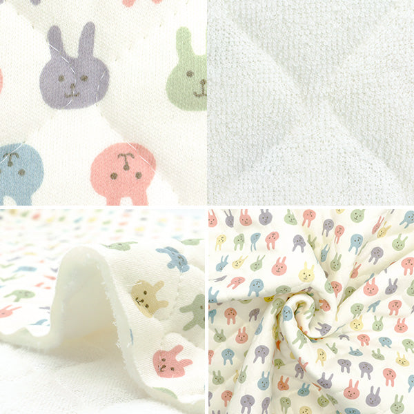【数量5から】 生地 『スムースベビーキルト うさぴょん QKTS3669-A』 COTTON KOBAYASH コットンこばやし 小林繊維