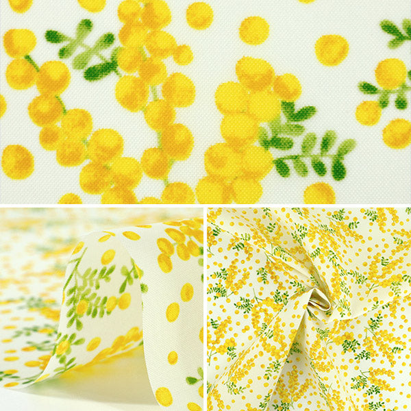 【数量5から】 生地 『ナイロンオックスプリント ミモザ アイボリー SG-173-A』