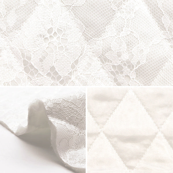 【数量5から】 生地 『キルティング ネロリローズ レースキルト オフホワイト NRF-11H-OW』