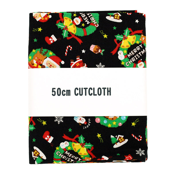 Fabric "Christmas Print Wreath Approx. 110cm x 50cm Black C-AP45102-1C"