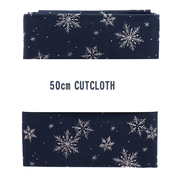 Stoff "Weihnachtsdruck Stoffstück Schneekristall etwa 110 cm x 50 cm Marine C-DX11840L-E"