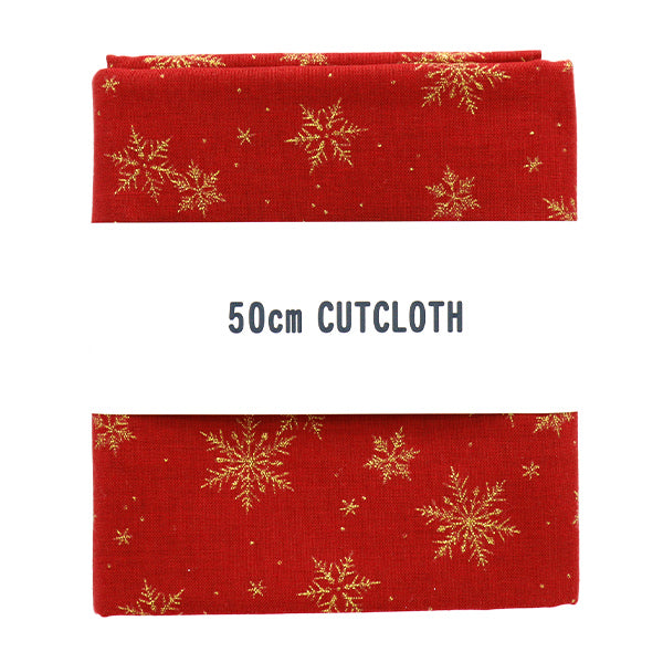 천・원단 "크리스마스 프린트 컷 천 스노우 크리스탈 약 110cm x 50cm 빨간색 C-DX11840L-C"