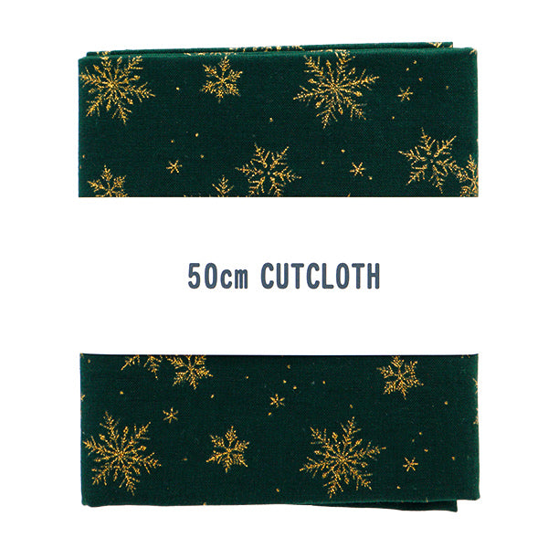 Fabric "Christmas print Cut Cloth Snow crystal about 110cm x 50cm Green C-DX11840L-D"