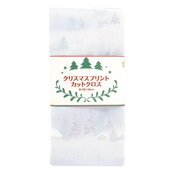 生地 『クリスマスプリント カットクロス 雪景色 約108cm×50cm サックス C-DX10531L-A』