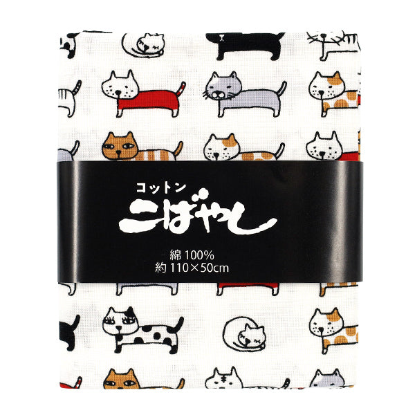 Fabric 『Sheeting Aligned cats Cut Cloth Approx. 110 x 50cm White C-ACS1101-B"