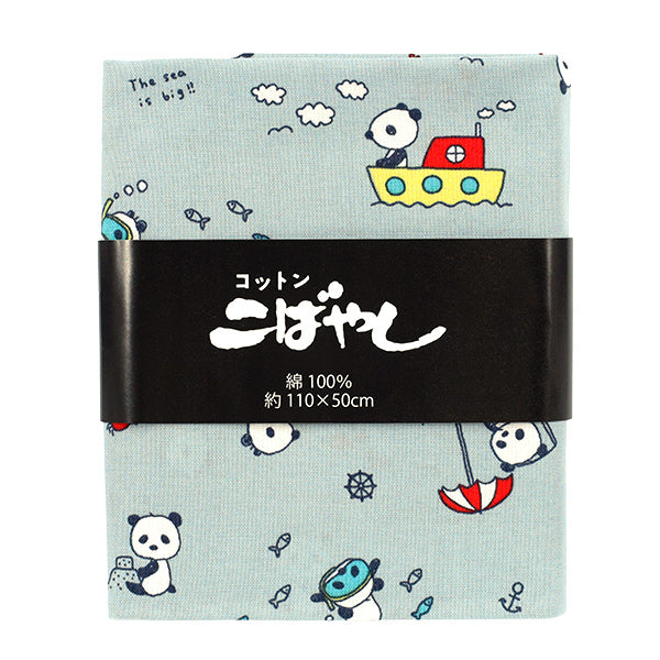 Fabric 『Sheeting Sleeping panda bathing Cut Cloth Approx. 110 x 50 cm Kusumi Blue C-ACS1113-C"