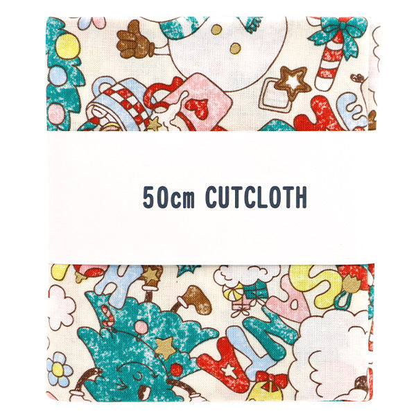 生地 『クリスマスプリント カットクロス ポップ 約110cm×50cm アイボリー C-SS-2404-3A』