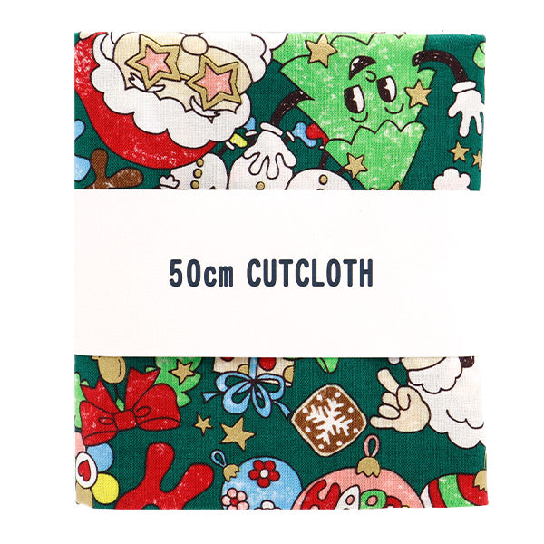 生地 『クリスマスプリント カットクロス ポップ 約110cm×50cm グリーン C-SS-2404-3C』