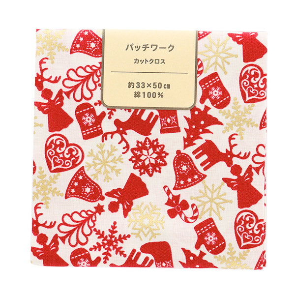 织物 『拼布 剪布 大约33厘米x 50厘米圣诞节图案白色x红色C-DX10621L-A"