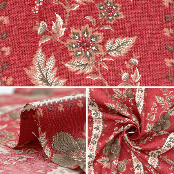 Fabric 『Quilting Cut Cloth Approx. 33cm x 50cm Bell Fleur Red C-DG10650S-A"