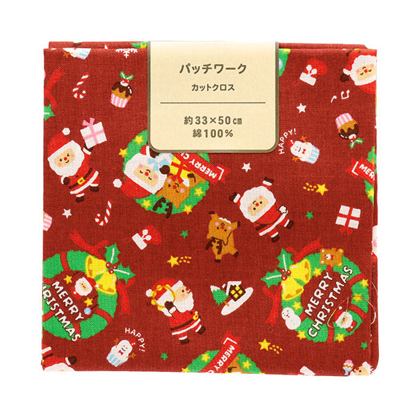 Fabric 『Quilting Cut Cloth Approximately 33cm x 50cm Christmas Print Lease Red C-AP45102-1B"
