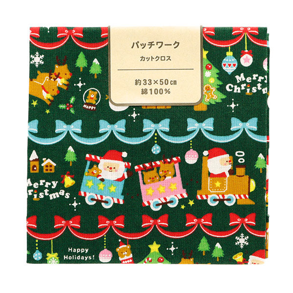Fabric 『Quilting Cut Cloth Approximately 33cm x 50cm Christmas printRibbonBorder Green C-AP45102-2A"