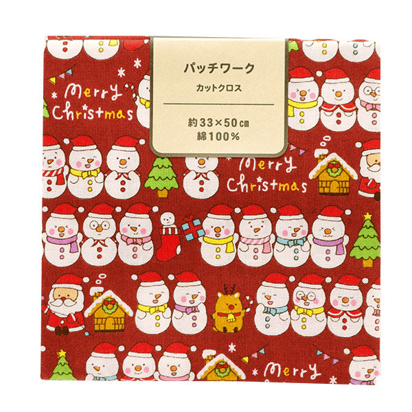 Tela 『Acolchado cortada Tela Aproximadamente 33 cm x 50 cm de muñeco de nieve impreso de Navidad Rojo C-AP45102-3B"