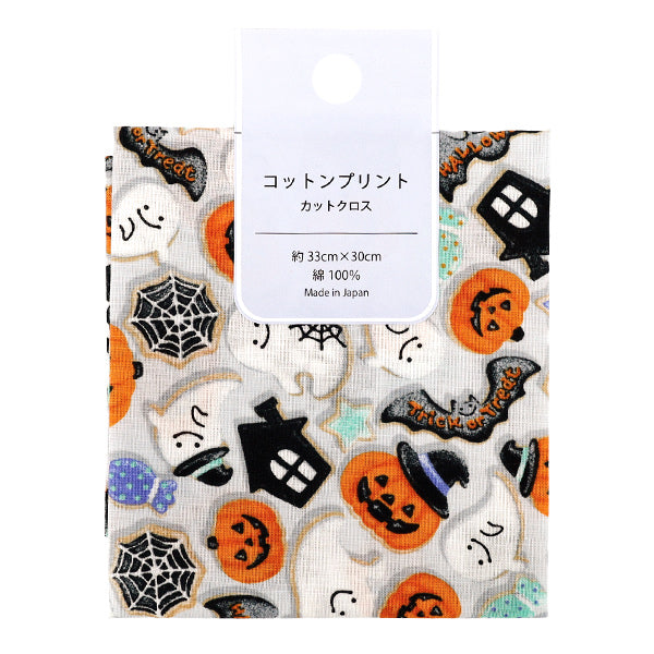 生地 『シーチング コットンプリント カットクロス 約33cm×30cm ホワイト PW-AP45101-2C』