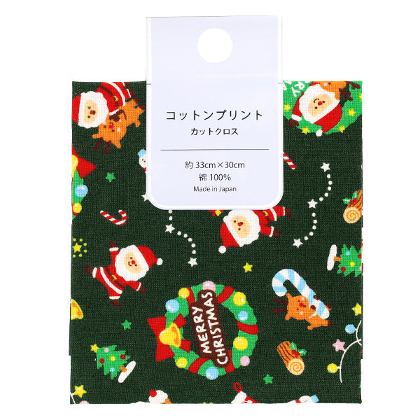 Fabric 『Sheeting Christmas PW cut approx. 33cm x 30cm Green PW-AP55102-1A"