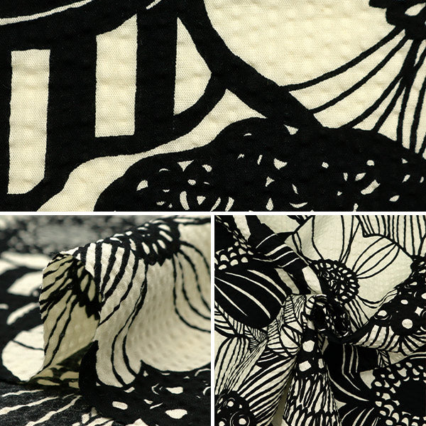 【数量5から】 生地 『う早この布 リップルプリント アートフラワー ナチュラル UP5923-A』 COTTON KOBAYASHI コットンこばやし 小林繊維