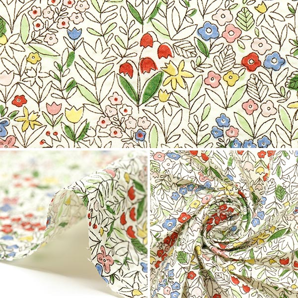 【数量5から】 生地 『リップルプリント 花柄 オフホワイト KTS7087-A』 COTTON KOBAYASHI コットンこばやし 小林繊維