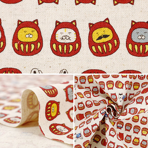 【数量5起】 織物 棉麻画布猫不倒翁KTS7146-A" COTTON KOBAYASHI