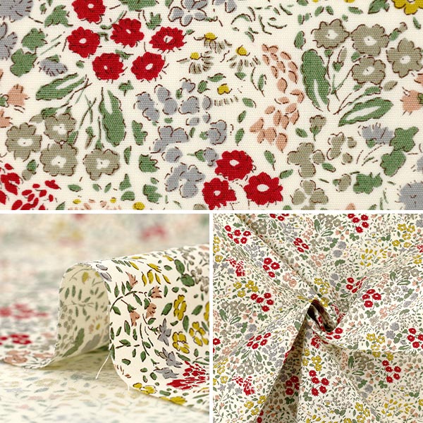 【数量5から】 生地 『ブロード 花柄 レッド KTS7136-A』COTTON KOBAYASHI コットンこばやし 小林繊維