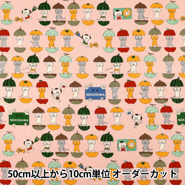 数量5から】 生地 『コットンキャンバス 愉快な猫さん ピンク KTS7161