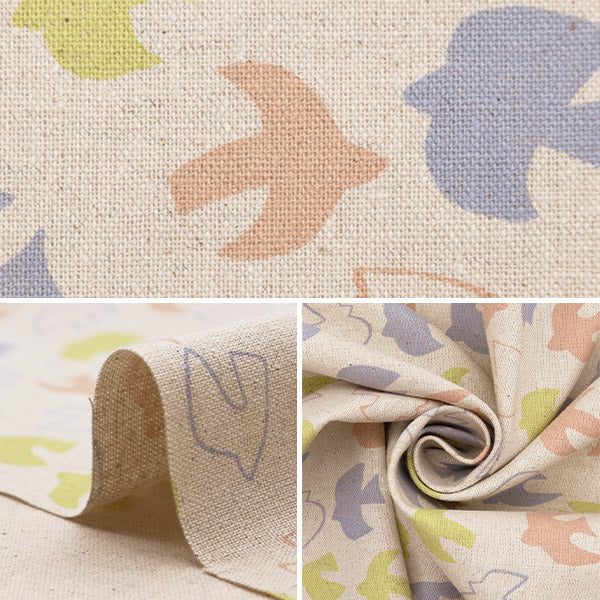 【数量5から】 生地 『綿麻キャンバス 北欧 バード グリーン AP4740-1A』