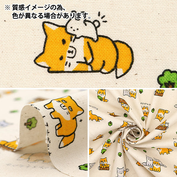 【数量5から】 生地 『シーチング リトルアニマルワールド チベットスナギツネ サックス AP51105-2C』