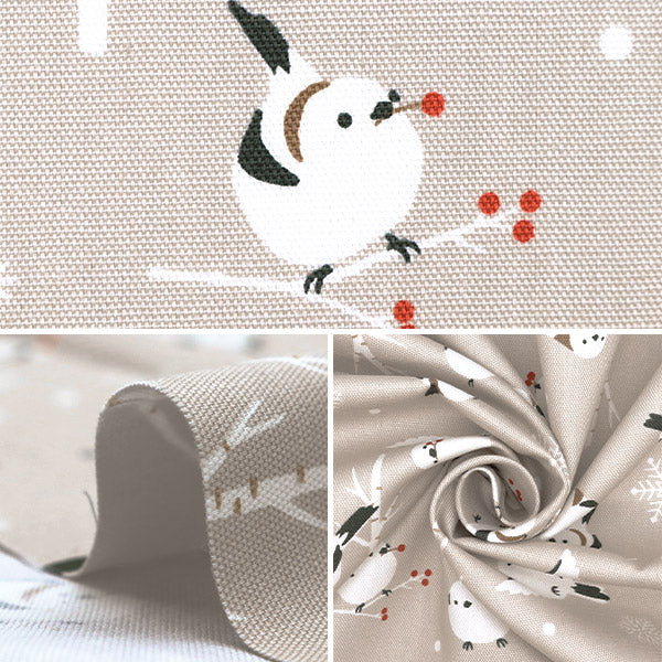 【数量5から】 生地 『オックス シマエナガ グレージュ AP51104-2A』