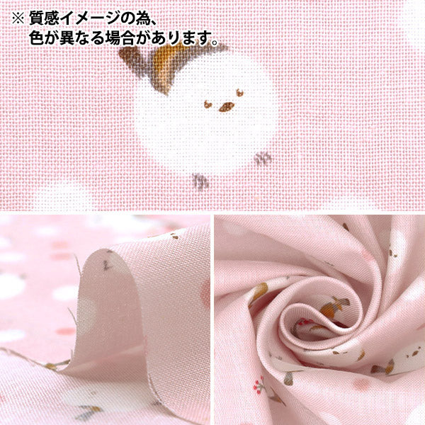 【数量5から】 生地 『シーチング シマエナガ グレー AP51202-1E』