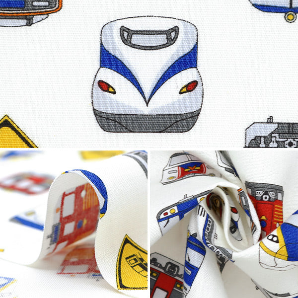 【数量5から】 生地 『CBプリント キッズランド 電車 アイボリー SP2511L-12A』